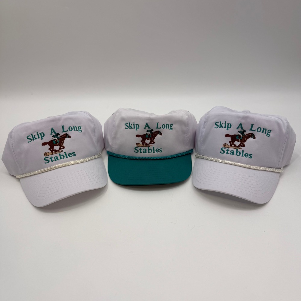 Nissin Unisex OSFA Trucker Hat White Teal Skip A Long Stables Vintage Snapback